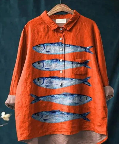 AquaMuse® | Fantastisk Fisk Print Skjorte