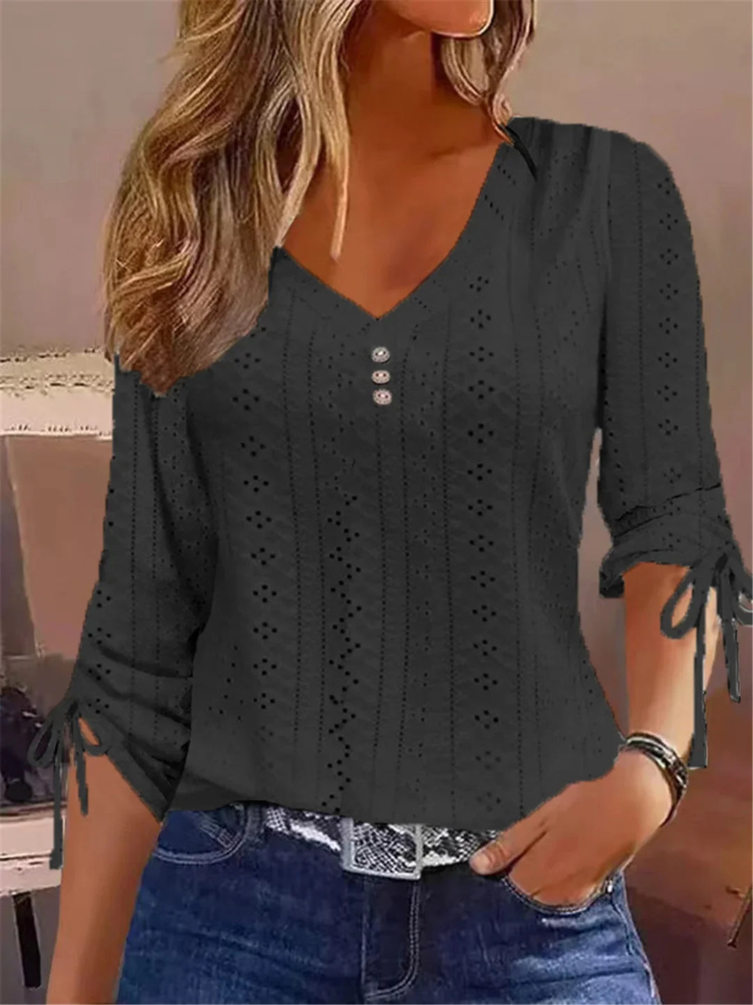 Celestine™ | Luxe blouse with V-neckline