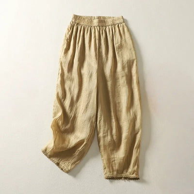 Ysolde® | Casual Linnen Broek met Kant