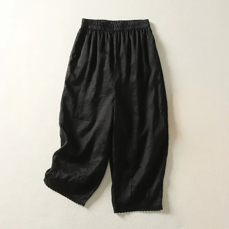 Ysolde® | Casual Linnen Broek met Kant