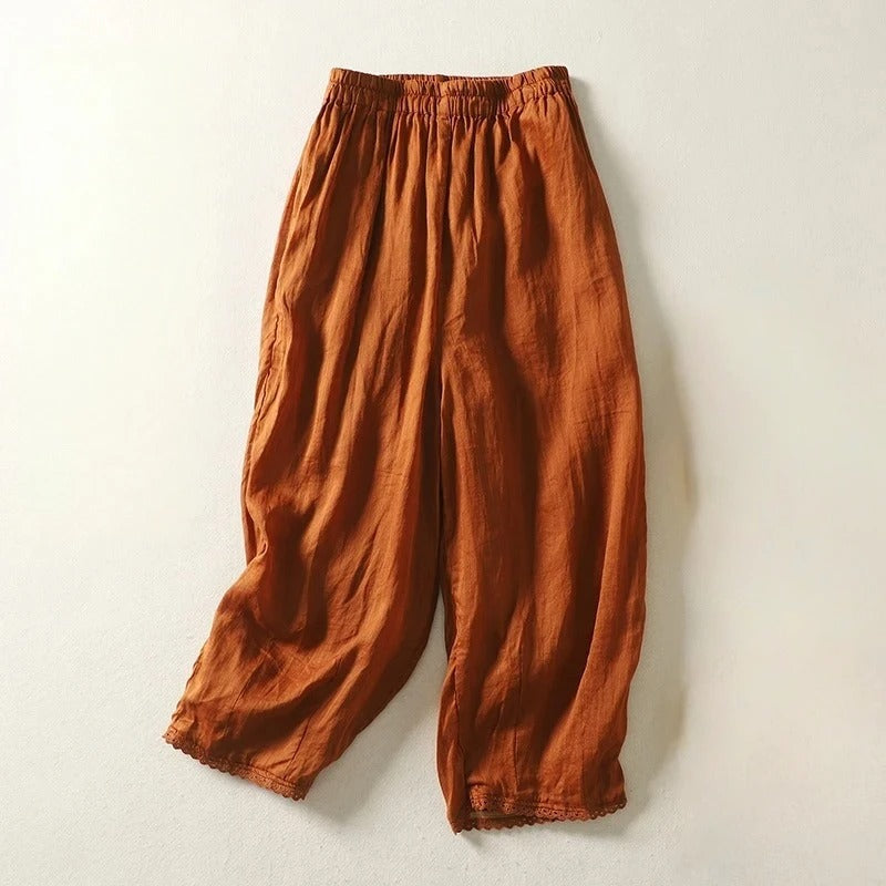 Ysolde® | Casual Linnen Broek met Kant