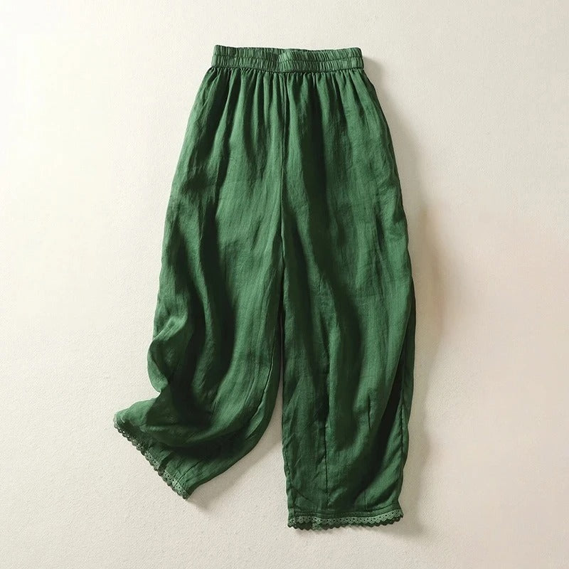Ysolde® | Casual Linnen Broek met Kant