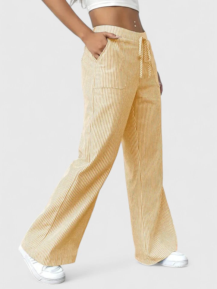 Dominique | Comfortabele brede broek met elegante details