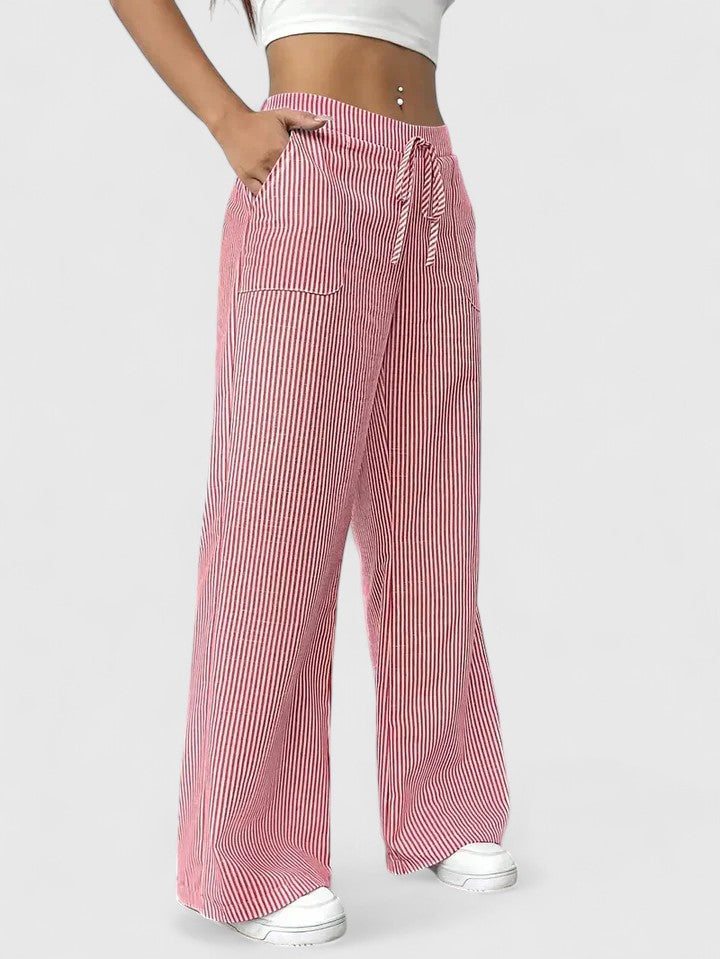 Dominique | Comfortabele brede broek met elegante details