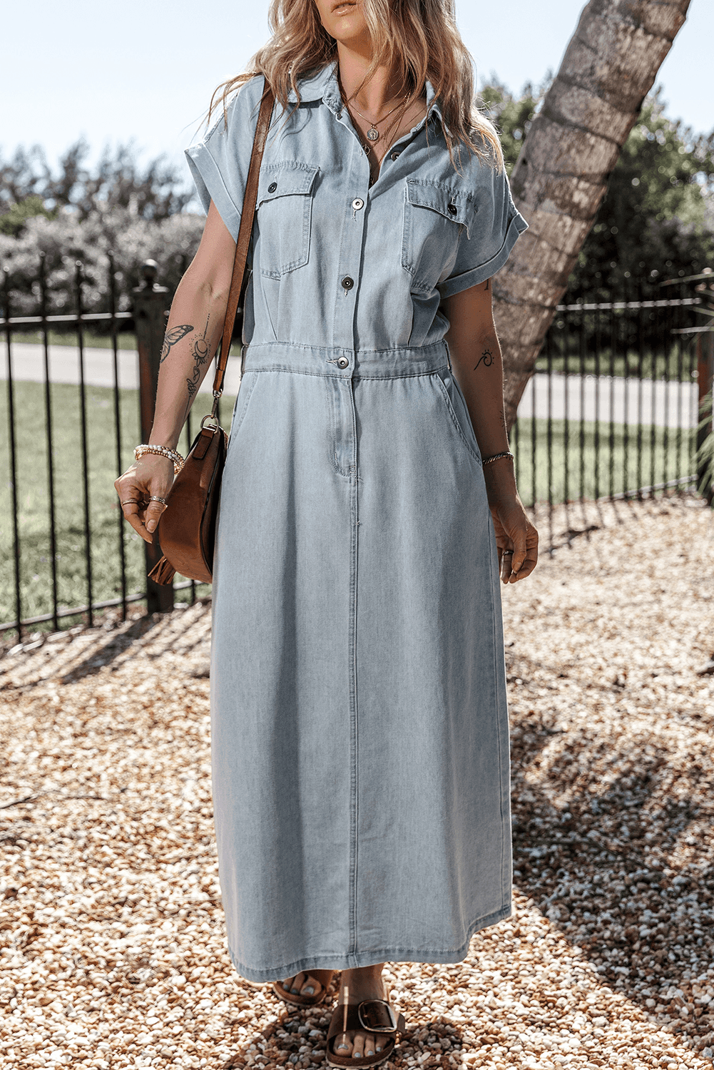 Sofia® | Elegante Denimjurk met Korte Vleermuismouwen