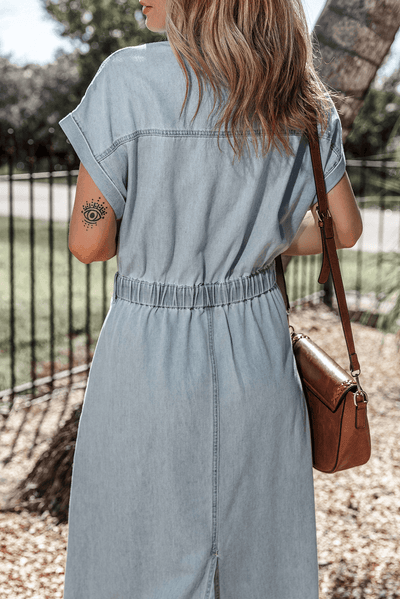 Sofia® | Elegante Denimjurk met Korte Vleermuismouwen