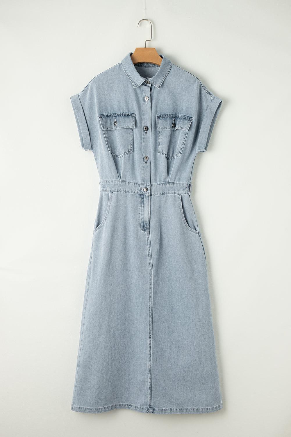 Sofia® | Elegante Denimjurk met Korte Vleermuismouwen