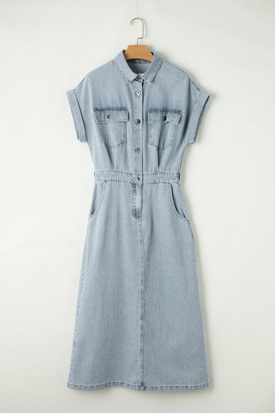 Sofia® | Elegante Denimjurk met Korte Vleermuismouwen