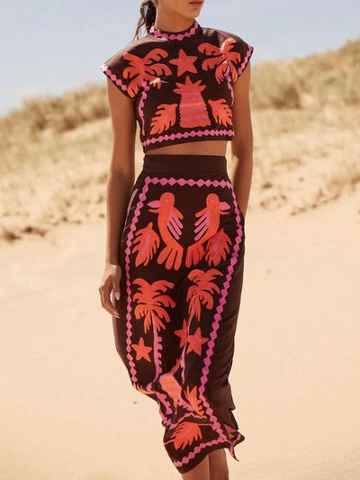 Katia - Geprinte top en rok