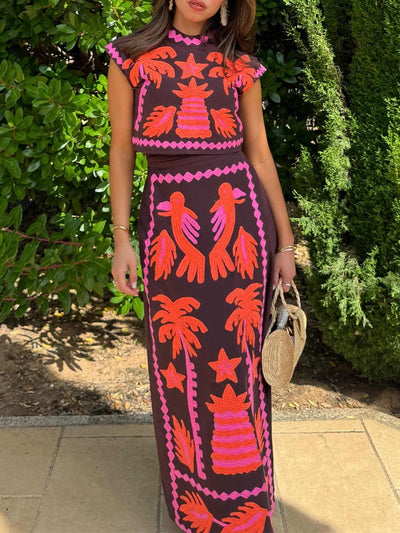 Katia - Geprinte top en rok