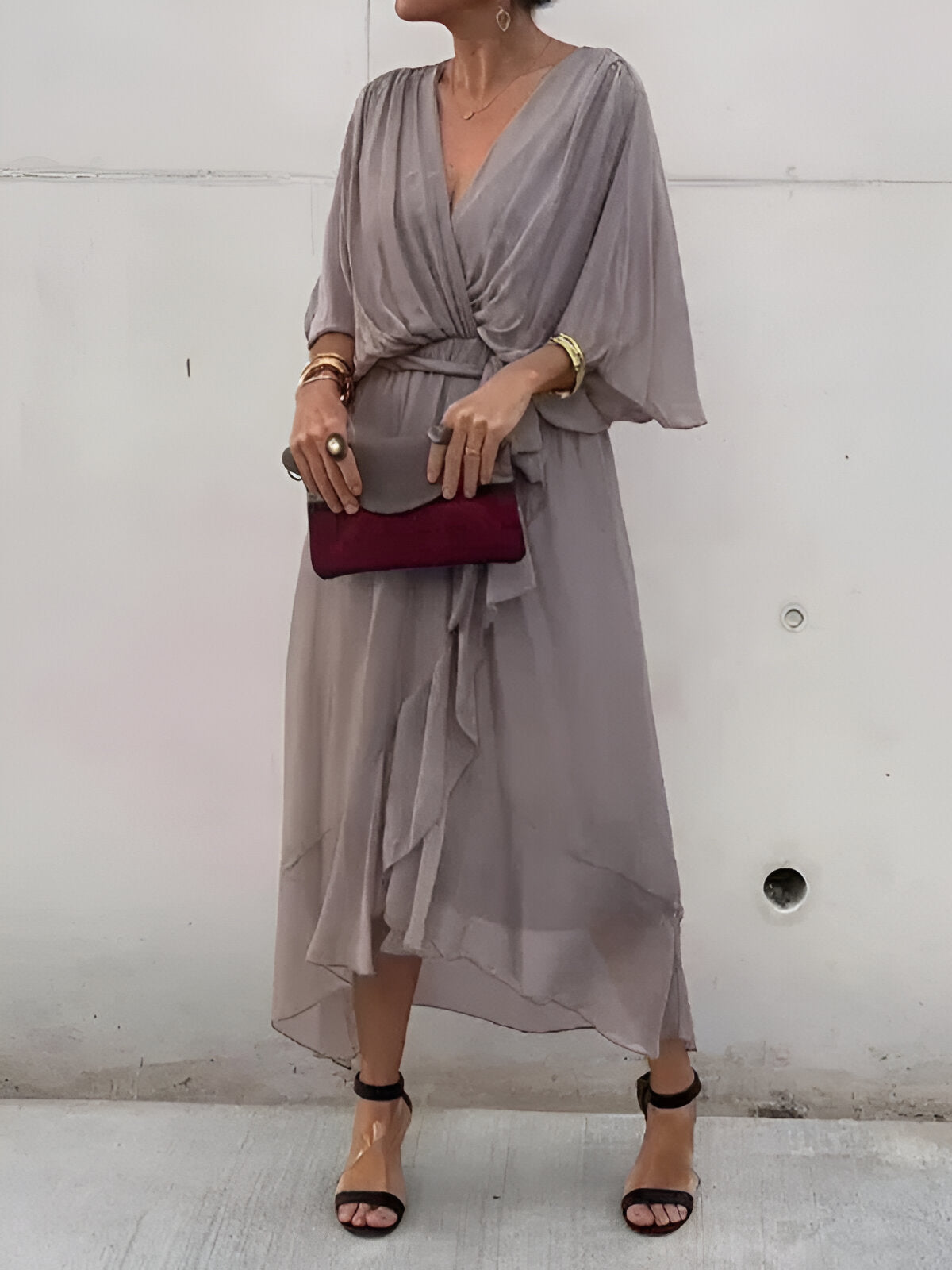 Sarah™ | Chiffon jurk met V-hals