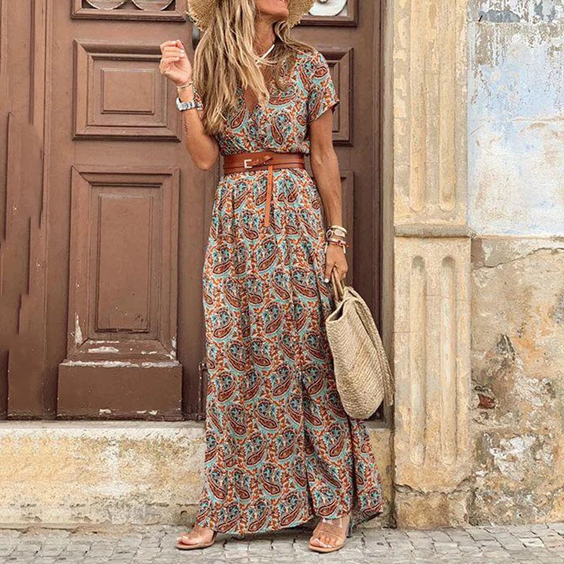Liora | Maxi Ibiza jurk in hippiestijl + GRATIS riem