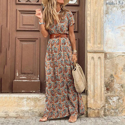 Liora | Maxi Ibiza jurk in hippiestijl + GRATIS riem