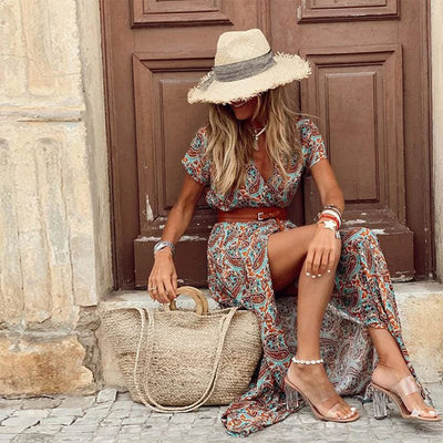 Liora | Maxi Ibiza jurk in hippiestijl + GRATIS riem
