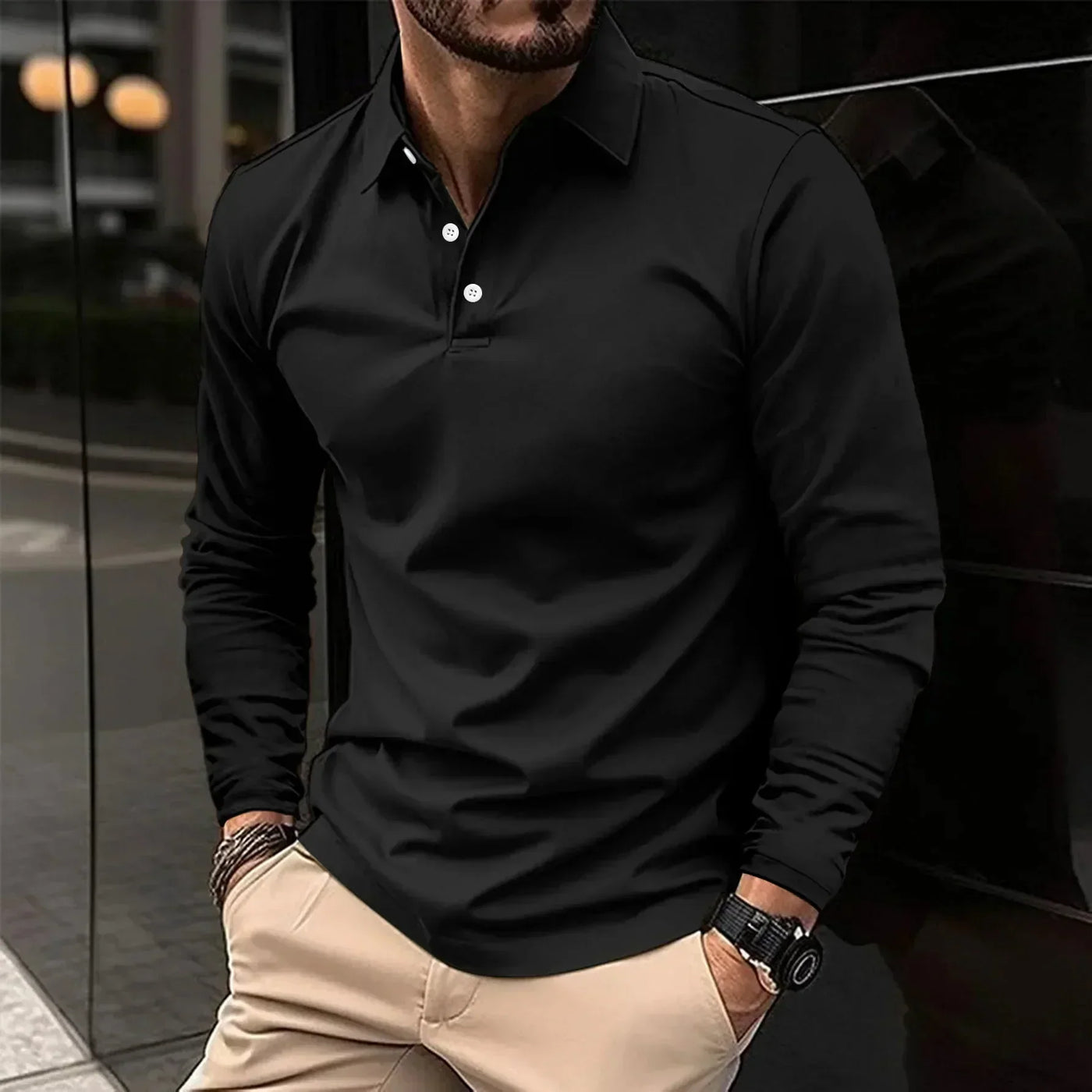 Friedrich - Casual Poloshirt met Lange Mouwen