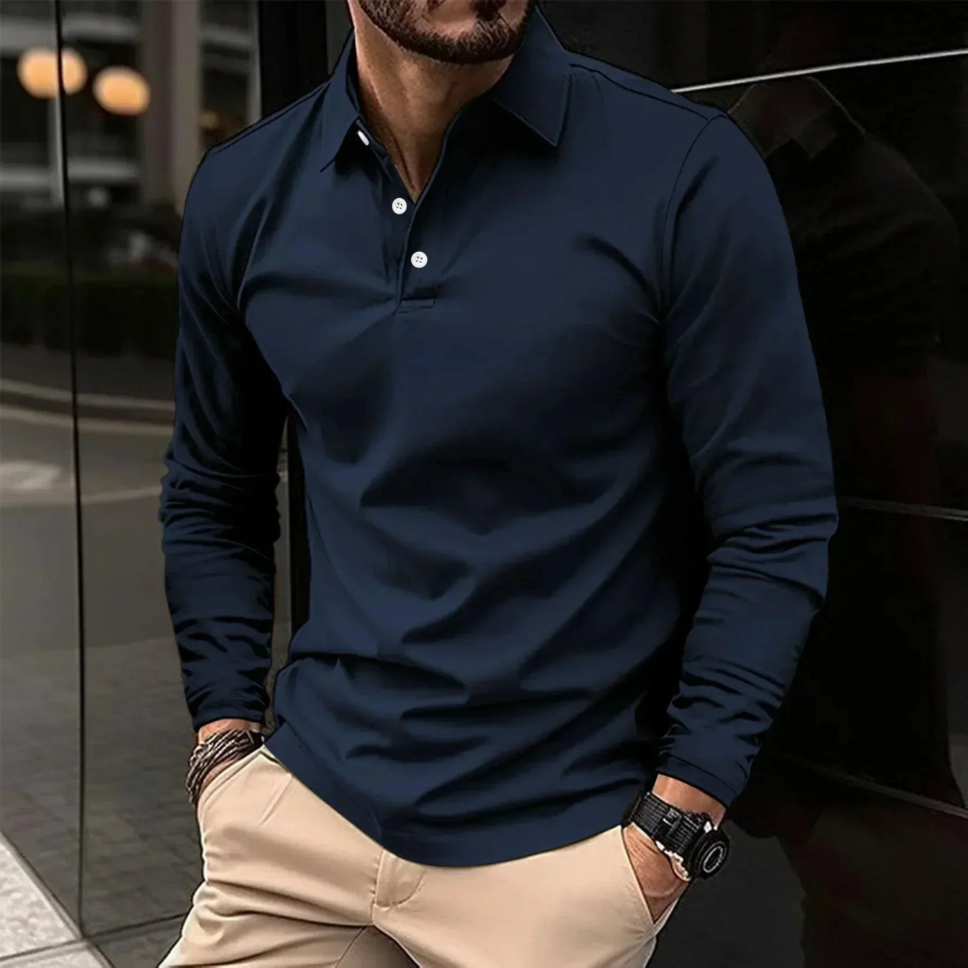 Friedrich - Casual Poloshirt met Lange Mouwen