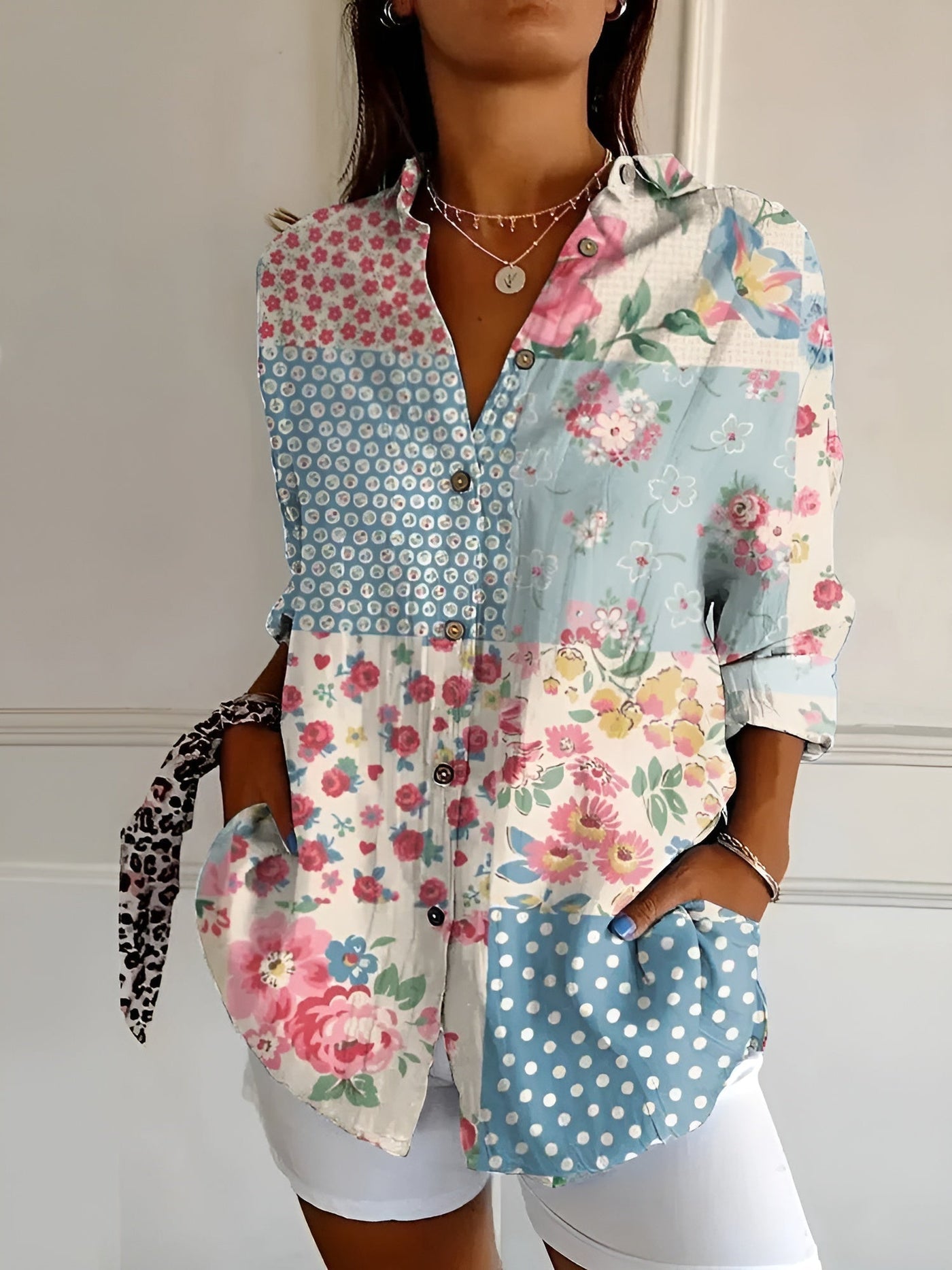 Liora™ | Graceful blouse with whimsical patterns