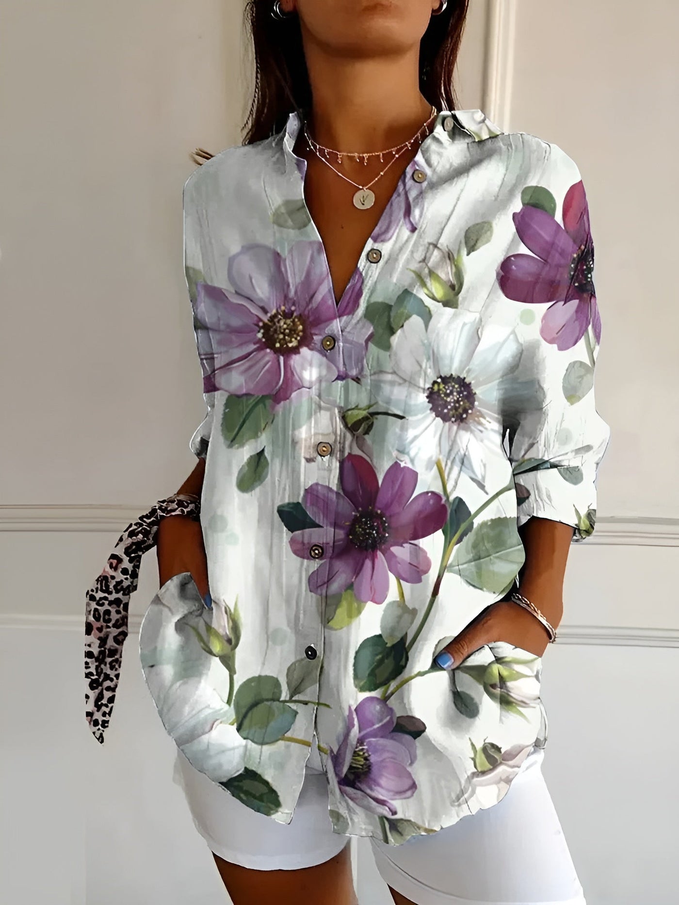 Liora™ | Graceful blouse with whimsical patterns