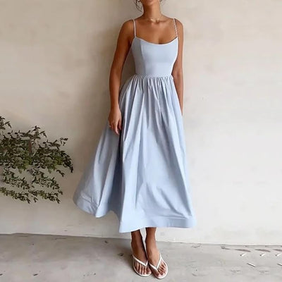 Vina | Chic Strappy A-Lijn Midi Jurk